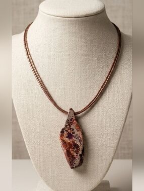 Handcrafted Agate Slice necklace with czech glass beads handmade NWT